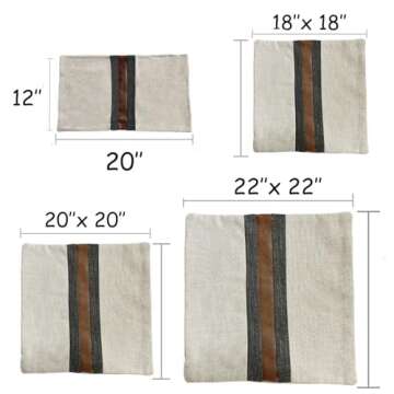 BOYSUM Farmhouse Decorative Outdoor Throw Pillow Covers for Couch Sofa Bed Brown Faux Leather Accent Pillow Cover Modern Decor Pillow Case 20 x 20 Inch (Beige)