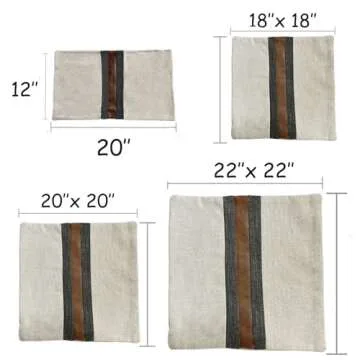 BOYSUM Farmhouse Decorative Outdoor Throw Pillow Covers for Couch Sofa Bed Brown Faux Leather Accent Pillow Cover Modern Decor Pillow Case 20 x 20 Inch (Beige)