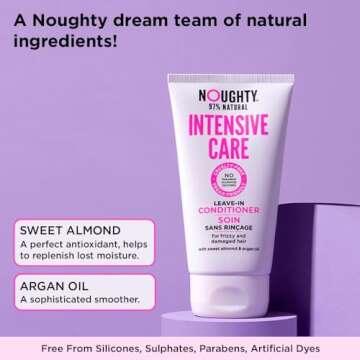 Noughty 97% Natural Intensive Care Leave In Conditioner, to Banish Damaged Hair and Split Ends with Sweet Almond Extract and Argan Oil, Sulphate Free Vegan Haircare 150ml