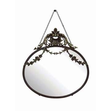 Creative Co-Op Antique Inspired Hanging Oval Mirror with Pewter Frame