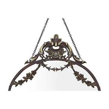 Creative Co-Op Antique Inspired Hanging Oval Mirror with Pewter Frame