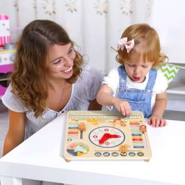 TOOKYLAND Kids Educational Wooden Calendar for Toddlers