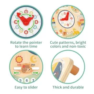 TOOKYLAND Kids Educational Wooden Calendar for Toddlers