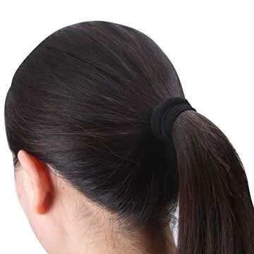 Senkary 50 Pieces Seamless Large Hair Ties in Black