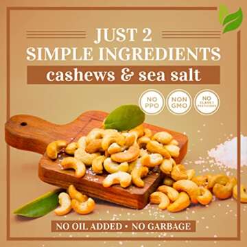 Oven Dry Roasted Fancy Cashews with Sea Salt-1.5 lb | Whole Cashews | No Oil | No PPO | Vegan and Keto Friendly | Made from Natural Cashews