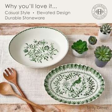 Fitz and Floyd Sicily Green 2 Piece Serving Set