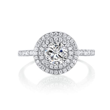 OPALBEST CZ Ring, White Gold Plated Cubic Zirconia Engagement Ring for Women Simulated Diamond Rings...