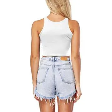 Womens Ethnic Printed High Neck Crop Top Cami Tank Top Shirt (Rainbow Skull Finger)