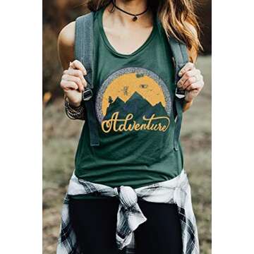 Adventure Tank Tops Women Moutain Sunshine Graphic Tee Camping Shirt Hiking Vacation Sleeveless Raceback