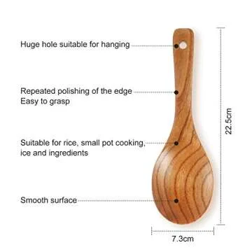 4 Pieces Wooden Spoons Set 9 Inch for Cooking, Serving Salad, Stirring Soup, Rice, Nonstick Heat Res...