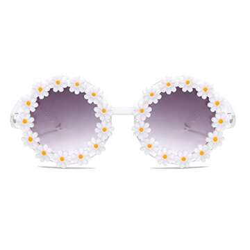 Round Flower Sunglasses for Girls Flower Shaped Cute Glasses UV 400 Protection Outdoor Beach Girl Boy Gifts