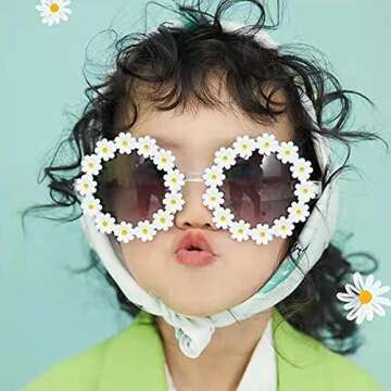 Round Flower Sunglasses for Girls Flower Shaped Cute Glasses UV 400 Protection Outdoor Beach Girl Boy Gifts
