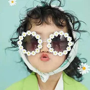 Round Flower Sunglasses for Girls Flower Shaped Cute Glasses UV 400 Protection Outdoor Beach Girl Boy Gifts