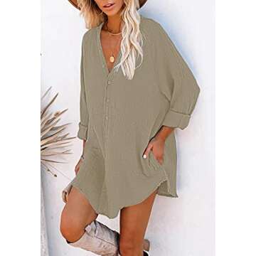 Pink Queen Women V Neck Long Sleeve Tunic Dress