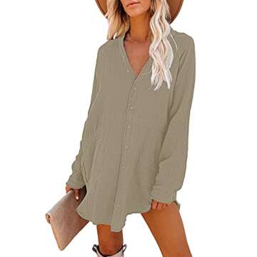 Pink Queen Women V Neck Long Sleeve Tunic Dress