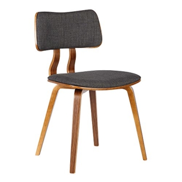 Armen Living Jaguar Dining Chair – Elegant Charcoal Fabric with Walnut Wood Finish