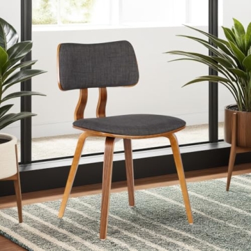 Armen Living Jaguar Dining Chair - Charcoal and Walnut Finish