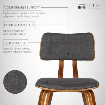 Armen Living Jaguar Dining Chair - Charcoal and Walnut Finish