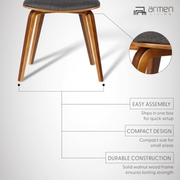 Armen Living Jaguar Dining Chair - Charcoal and Walnut Finish