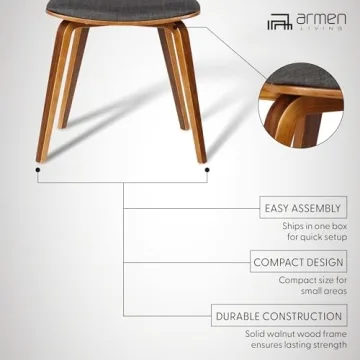 Armen Living Jaguar Dining Chair - Charcoal and Walnut Finish