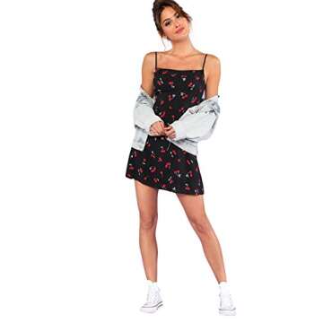 Floerns Women's Summer Floral Cherry Print A Line Short Cami Dress