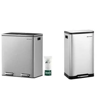 SONGMICS 2 x 8 Gal Garbage Can for Kitchen – Stylish, Hands-Free & Functional