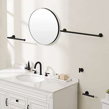 KES Black Bathroom Hardware Set 4-Piece 24 Inches Towel Bar Toilet Paper Holder Towel Hook Hand Towel Holder 304 Stainless Steel Wall Mount, LA20BK-42