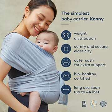 Konny Original Baby Carrier AirMesh for Summer Carrier Wrap, Easy to Wear Baby Wrap Carrier, Perfect...