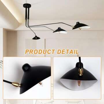 Mid-Century Modern Chandelier with Adjustable Arms