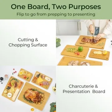 Keechee Eco-Friendly Bamboo Cutting Board Set for Kitchen