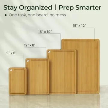 Keechee Eco-Friendly Bamboo Cutting Board Set for Kitchen