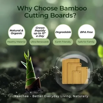 Keechee Eco-Friendly Bamboo Cutting Board Set for Kitchen