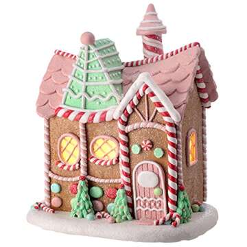 One Holiday Way 9-Inch LED Light Up Faux Gingerbread House Christmas Chalet Decoration