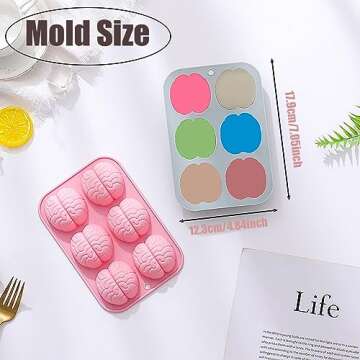 Halloween Brain Chocolate Candy Silicone Mold，6 Hole 3D Brain Shape Mold，DIY Cookies Candy Gummy Chocolate Mold Ice Cream Tray(2 Pack)