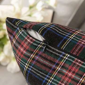 MIULEE Christmas Set of 2 Scottish Tartan Plaid Throw Pillow Covers Farmhouse Classic Decorative Squ...