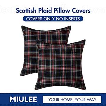 MIULEE Christmas Set of 2 Scottish Tartan Plaid Throw Pillow Covers Farmhouse Classic Decorative Square Cushion Cases for Decor Sofa Couch 20x20 Inch, Dark Blue