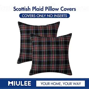 MIULEE Christmas Set of 2 Scottish Tartan Plaid Throw Pillow Covers Farmhouse Classic Decorative Square Cushion Cases for Decor Sofa Couch 20x20 Inch, Dark Blue