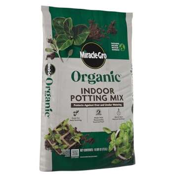 Miracle-Gro Organic Indoor Potting Mix, Protects Against Over and Under Watering, for Indoor Container Plants, Houseplants and Starter Plants, OMRI Listed, 16 qt.