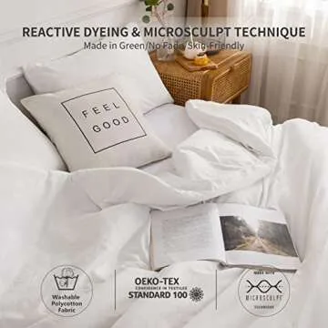 COTTEBED White Comforter King Size Set Bed, Luxury Hotel Super Soft Fluffy Washed Cotton, 1 Down Comforter 2 Pillowsham, Lightweight Modern Solid Bedding Collection All Season (White,King/Cal King)