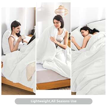 COTTEBED White Comforter King Size Set Bed, Luxury Hotel Super Soft Fluffy Washed Cotton, 1 Down Comforter 2 Pillowsham, Lightweight Modern Solid Bedding Collection All Season (White,King/Cal King)