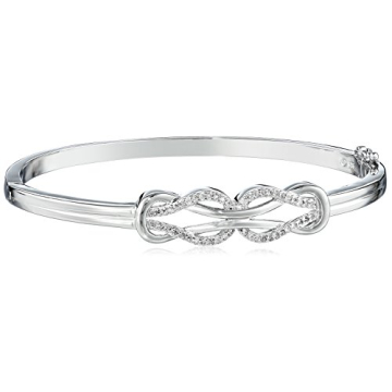 Amazon Essentials Sterling Silver Diamond Double Knot Bangle Bracelet (1/4 cttw, J Color, I3 Clarity) (previously Amazon Collection)