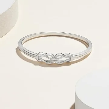 Amazon Essentials Sterling Silver Diamond Double Knot Bangle Bracelet (1/4 cttw, J Color, I3 Clarity) (previously Amazon Collection)