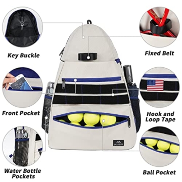 MATEIN Tennis Racket Bag, Large Water Resistant Tennis Backpack for Women & Men with Ventilated Shoe Compartment Hold Racket, Pickleball Paddles, Badminton Rackets, Balls Accessories