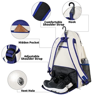 MATEIN Tennis Racket Bag, Large Water Resistant Tennis Backpack for Women & Men with Ventilated Shoe Compartment Hold Racket, Pickleball Paddles, Badminton Rackets, Balls Accessories