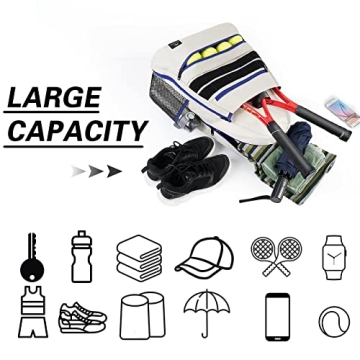 MATEIN Tennis Racket Bag, Large Water Resistant Tennis Backpack for Women & Men with Ventilated Shoe Compartment Hold Racket, Pickleball Paddles, Badminton Rackets, Balls Accessories