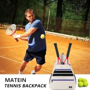 MATEIN Tennis Racket Bag, Large Water Resistant Tennis Backpack for Women & Men with Ventilated Shoe Compartment Hold Racket, Pickleball Paddles, Badminton Rackets, Balls Accessories