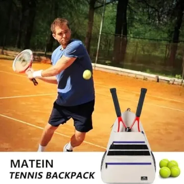 MATEIN Tennis Racket Bag, Large Water Resistant Tennis Backpack for Women & Men with Ventilated Shoe Compartment Hold Racket, Pickleball Paddles, Badminton Rackets, Balls Accessories
