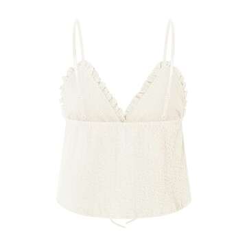 Mxiqqpltky Women Y2K Ruched Camisole Sleeveless Spaghetti Straps V Neck Cami Tops Summer Cute Bow Flowy Tank Tops Streetwear (Light Beige, S)