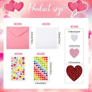 Zonon 16 Pack Valentines Crafts DIY Card Kit for Kids - Foam Heart Stickers and Envelopes Set for Va...