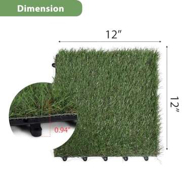 VICTORY RELAX Artificial Grass Turf Tiles Interlocking Set 10 Pieces, Fake Grass Tiles Self-draining...